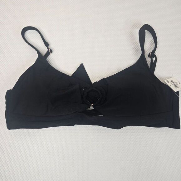 Bar III Black Twist Front Bikini Top Adjustable Straps Womens Size XL New - Picture 3 of 7